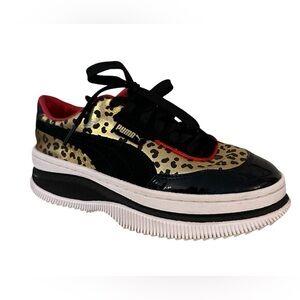 PUMA X CHARLOTTE OLYMPIA DEVA Women's Sneakers Size 6 Black Gold Leopard Print